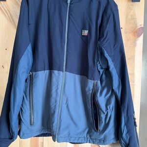 Vintage Abercrombie & Fitch Men's Navy and Light Blue Windbreaker